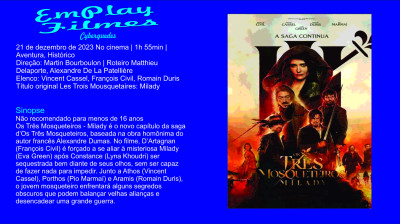 Os Três Mosqueteiros - Milady (2023) Aventura, Histórico